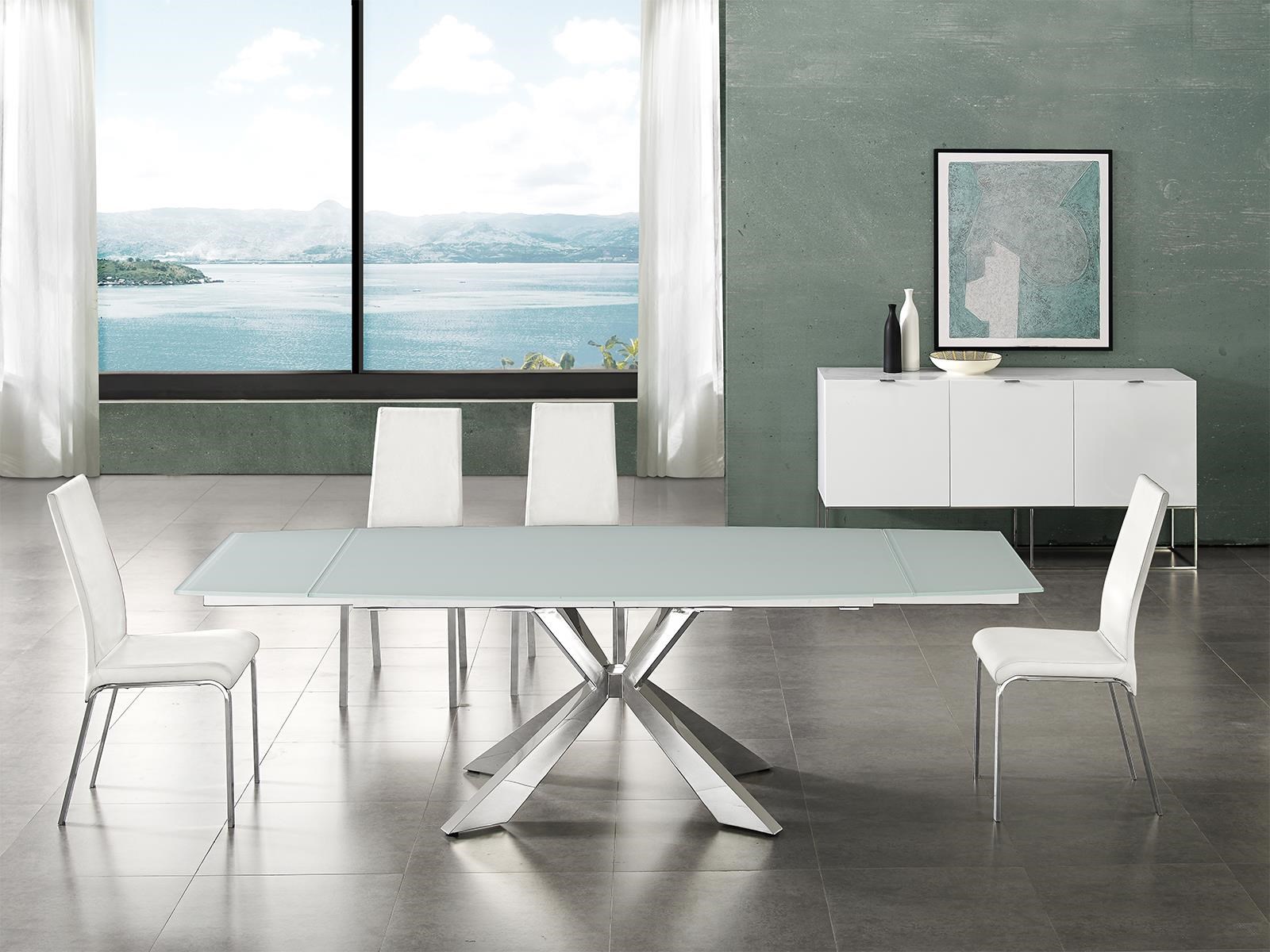 White leather 2025 dining table chairs